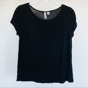 DIVIDED Soft Black Pocket Comfy Lounge Tee Shirt